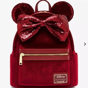 Loungefly Disney Minnie Mouse Velvet Sequined Ears Backpack - BoxLunch Exclusive